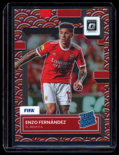 Enzo Fernandez Red Photon 2022 Panini Donruss Optic Rookie Card # 189