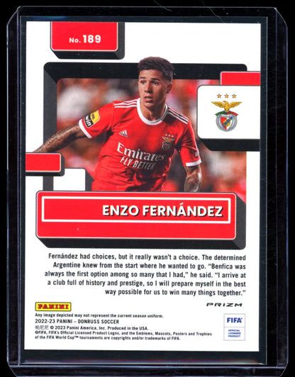 Enzo Fernandez Red Photon 2022 Panini Donruss Optic Rookie Card # 189