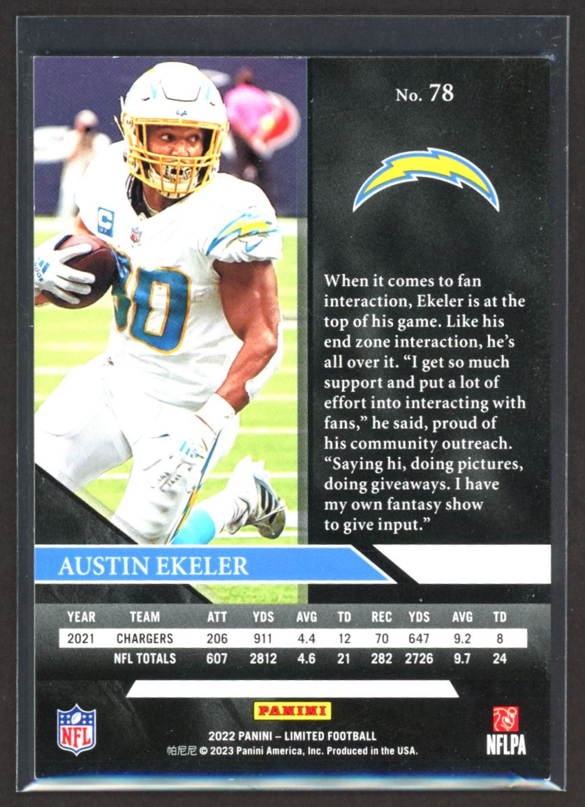 Austin Ekeler 2022 Panini Limited Card # 78