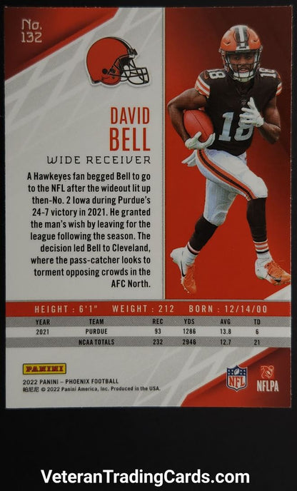 David Bell Silver 2022 Panini Phoenix Football Rookie Card # 132