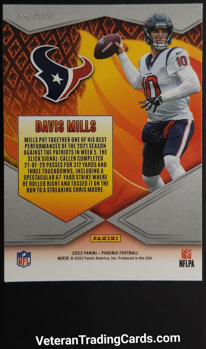 Davis Mills Silver 2022 Panini Phoenix Football Card # FT-21