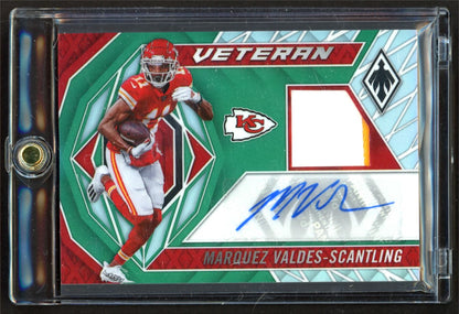 Marquez Valdes-Scantling Green Patch /25 2022 Panini Phoenix Veteran Autograph Card # VAM-MVS