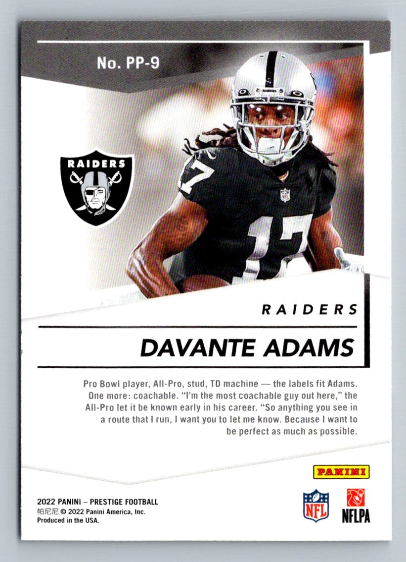 Davante Adams 2022 Panini Prestige Prestigious Pros Card # PP-9