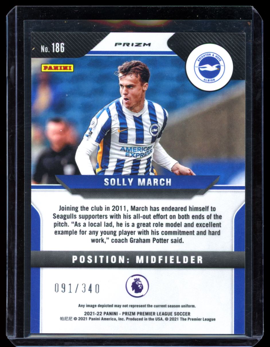 Solly March Blue Prizm 091/340 2022 Panini Prizm Premier League Card # 186