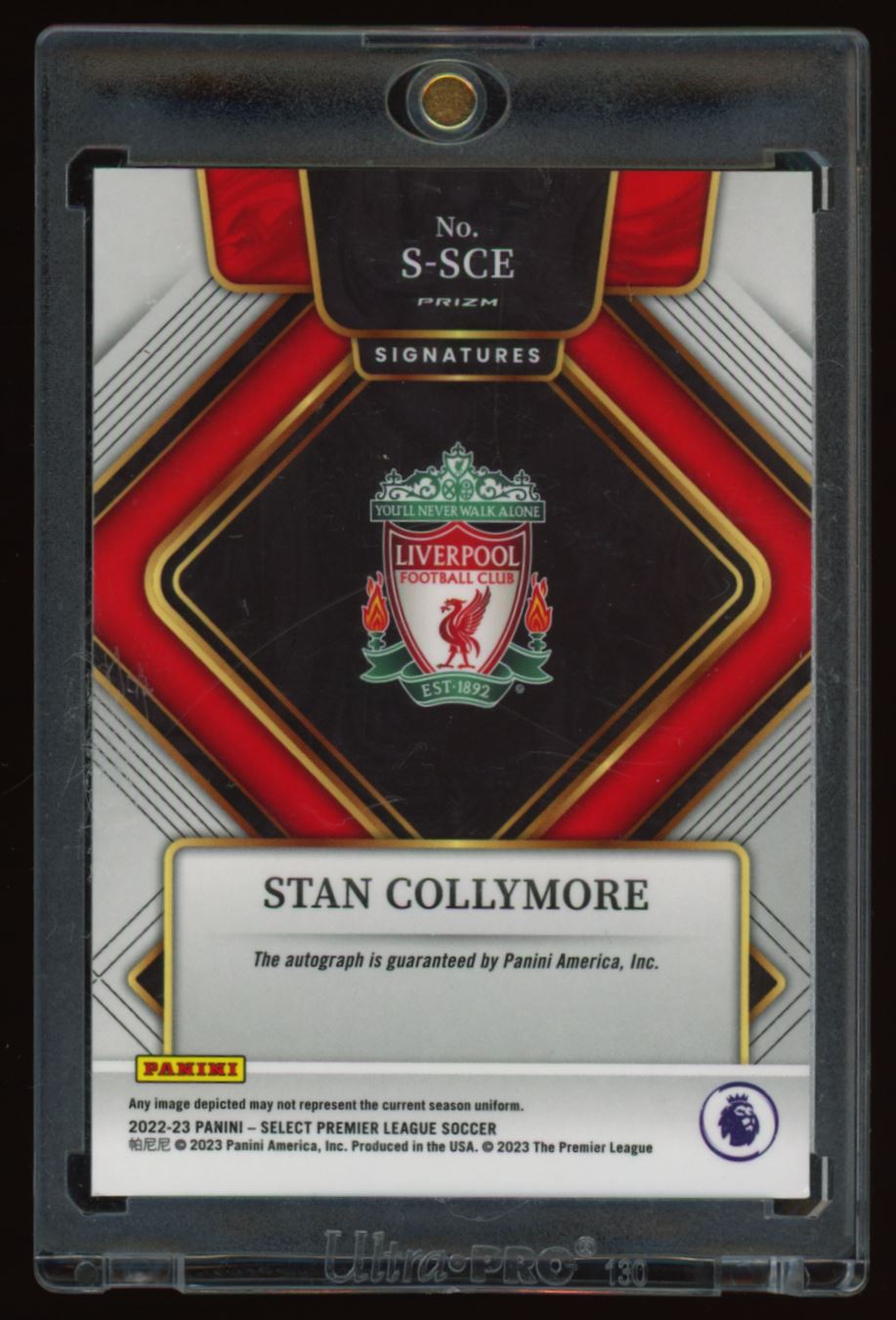 Stan Collymore Blue Pulsar Prizm 2022 Panini Select Premier League Autograph Card # S-SCE