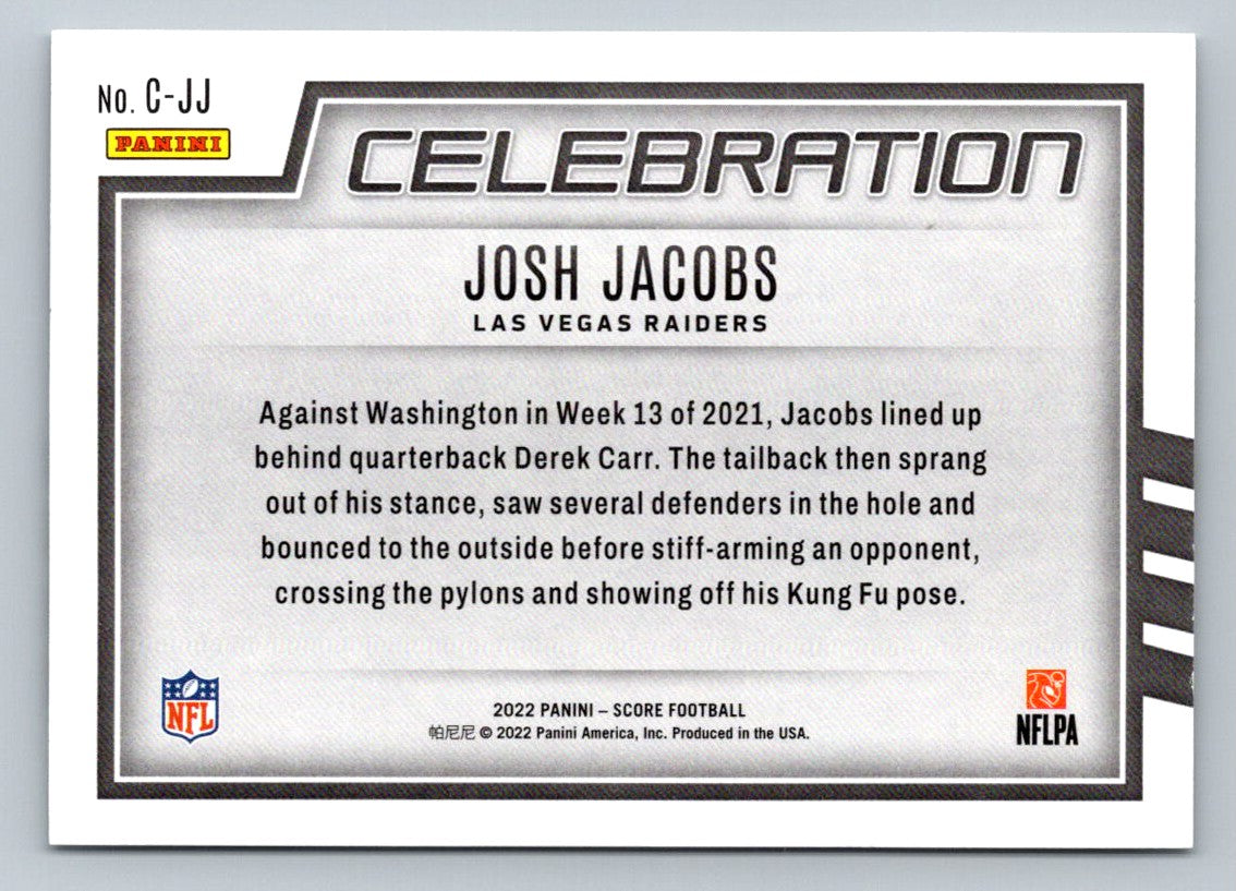 Josh Jacobs 2022 Score Celebration Card # C-JJ