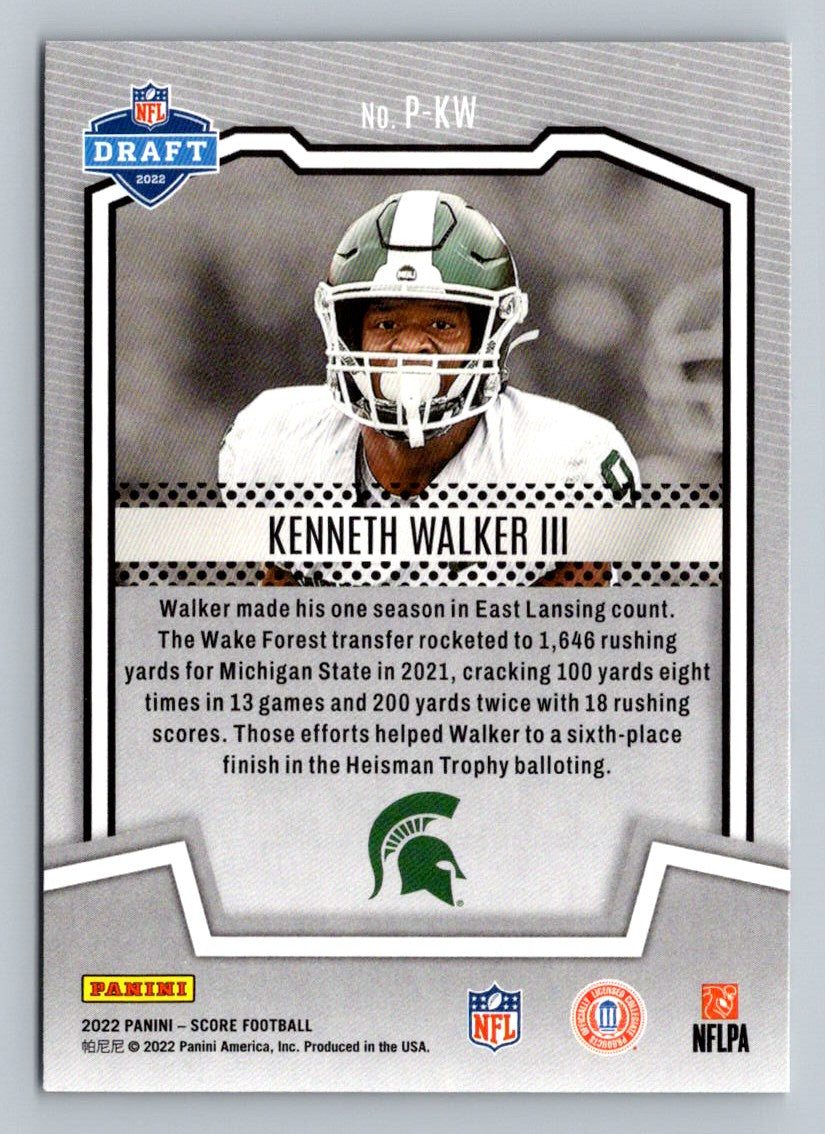 Kenneth Walker III 2022 Score PROtential Rookie Card # P-KW