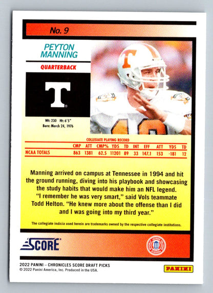 Peyton Manning 2022 Score Card # 9