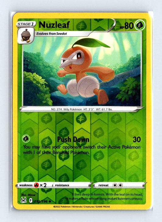 Nuzleaf Reverse Holo 2022 Sword & Shield - Lost Origin Card # 12