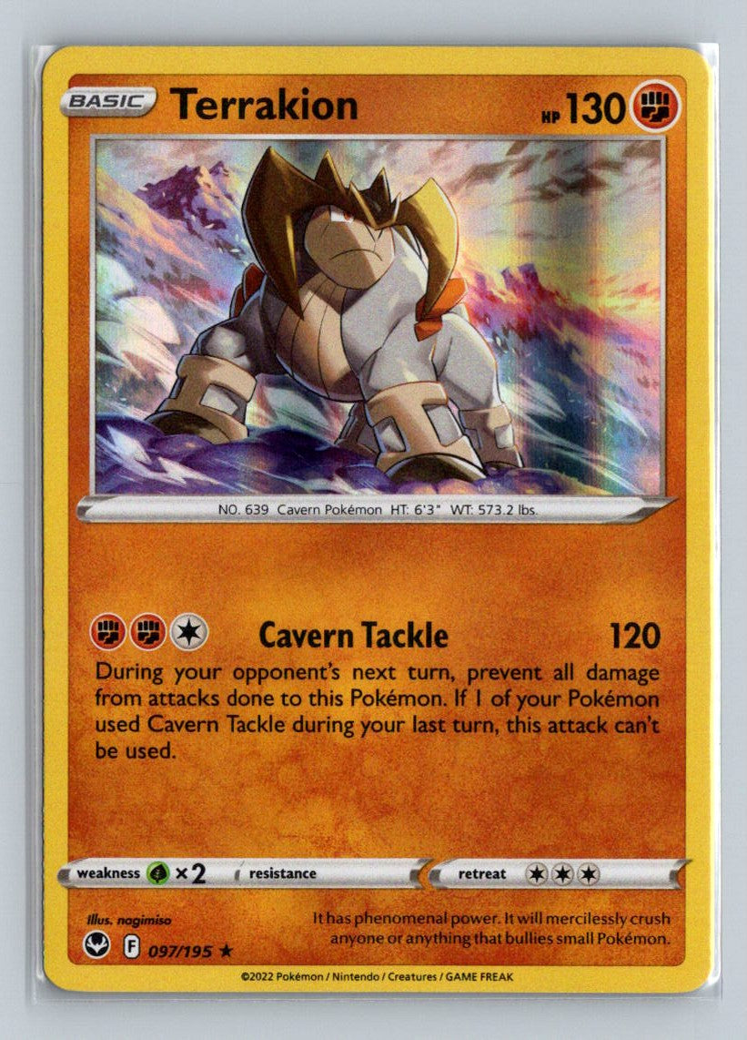 Terrakion (b) Holo 2022 Sword & Shield - Silver Tempest Card # 97