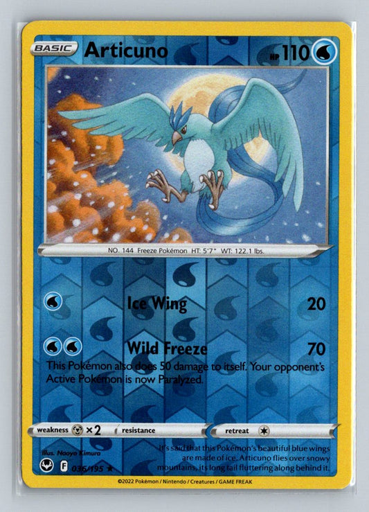 Articuno Reverse Holo 2022 Sword & Shield - Silver Tempest Card # 36