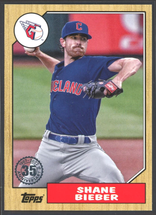 Shane Bieber 2022 Topps 1987 Baseball Card # T87-90