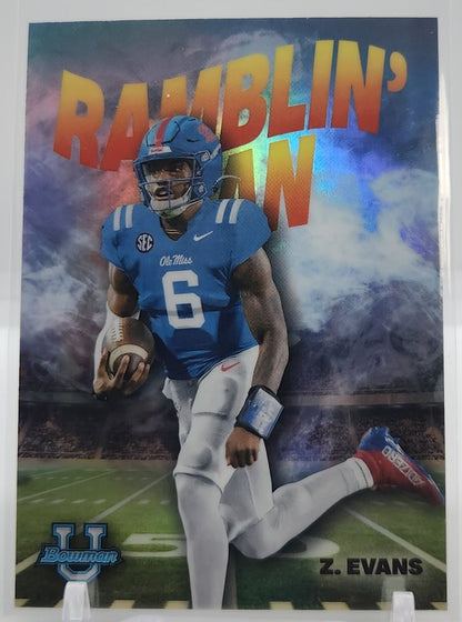 Zach Evans (b) Ramblin' Man 2022 Topps Bowman University Chrome Card # RM-3