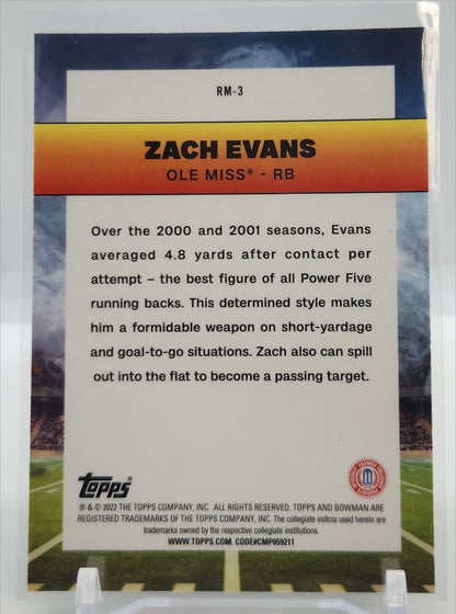Zach Evans (b) Ramblin' Man 2022 Topps Bowman University Chrome Card # RM-3