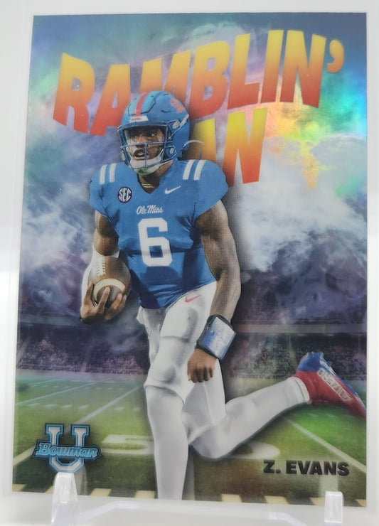 Zach Evans Ramblin' Man 2022 Topps Bowman University Chrome Card # RM-3