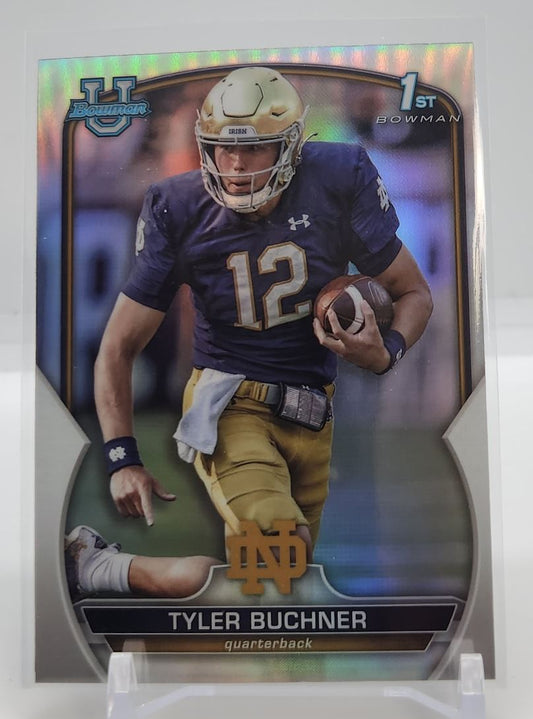 Tyler Buchner Silver Refractor 1st Bowman 2022 Topps Bowman University Chrome Rookie Card # 24