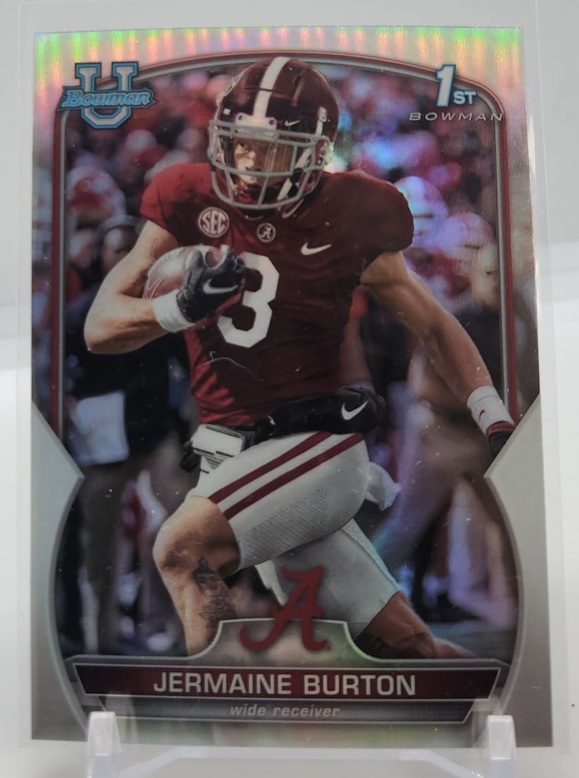 Jermaine Burton Silver Refractor 1st Bowman 2022 Topps Bowman University Chrome Rookie Card # 62