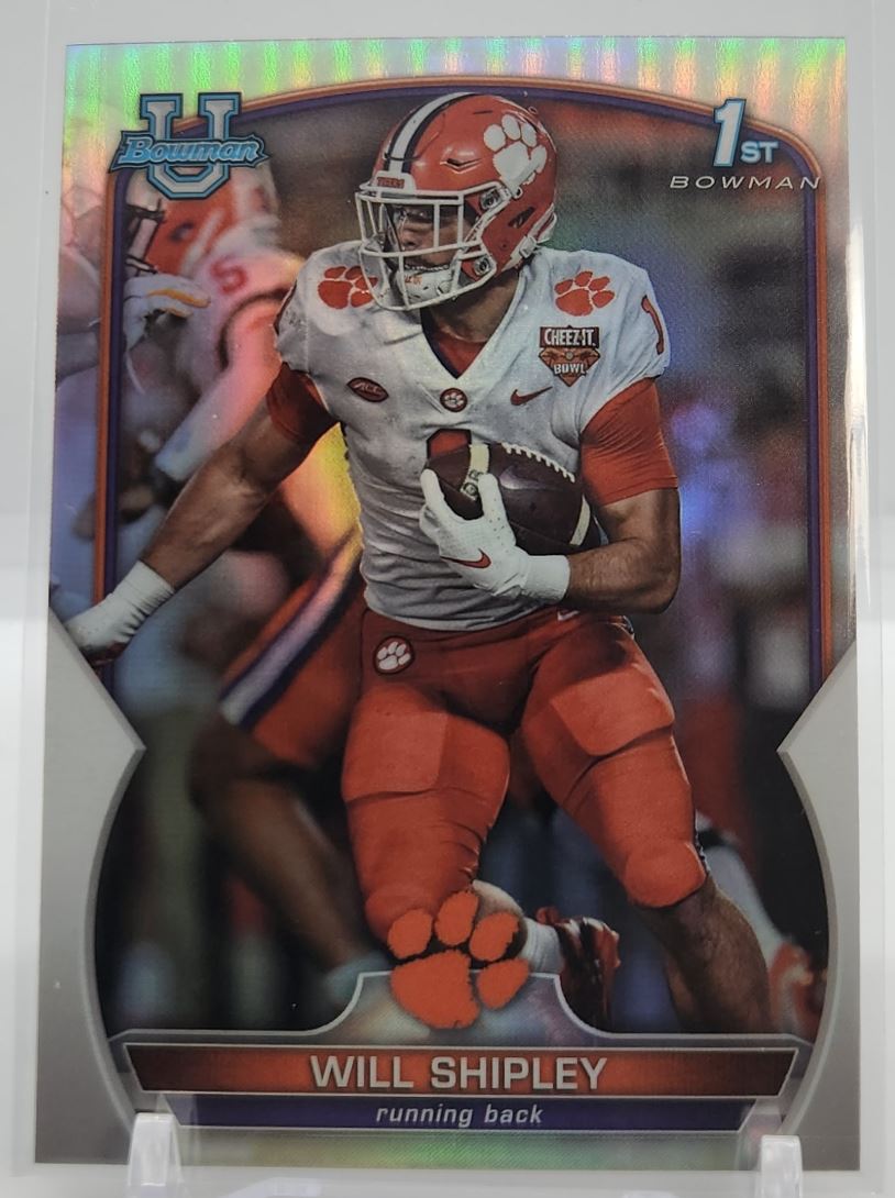 Will Shipley Silver Refractor 1st Bowman 2022 Topps Bowman University Chrome Rookie Card # 73