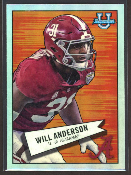 Will Anderson 2022 Topps Bowman University Card # 52BF-3