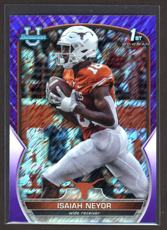 Isaiah Neyor Purple Shimmer 2022 Topps Bowman University Rookie Card # 56