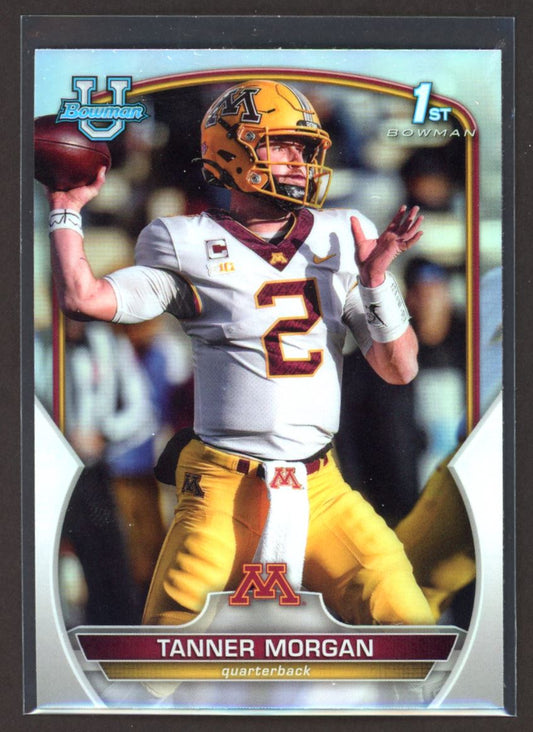 Tanner Morgan Silver Refractor 2022 Topps Bowman University Rookie Card # 11