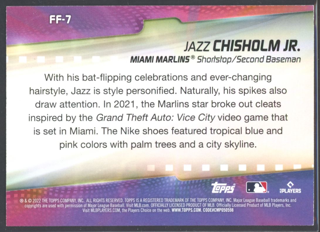 Jazz Chisholm Jr. 2022 Topps Flashiest Feet Card # FF-7