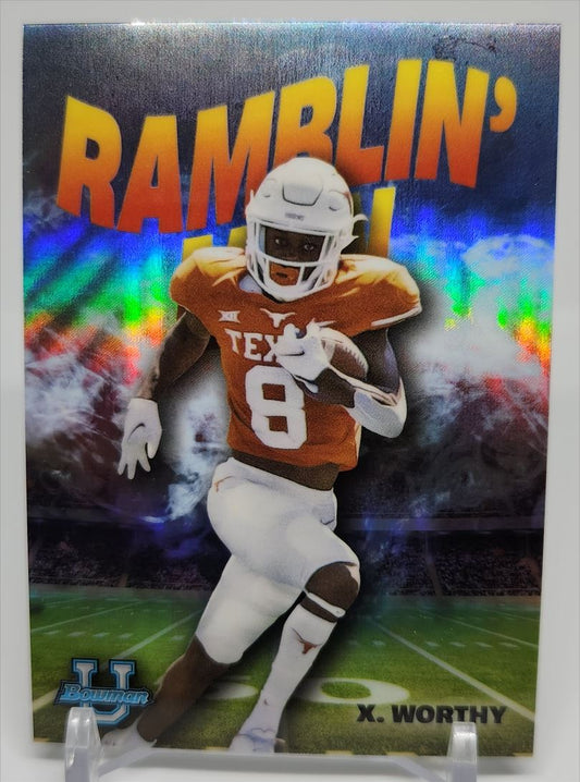 Xavier Worthy Ramblin' 2022 Topps University Bowman Chrome Card # RM-12