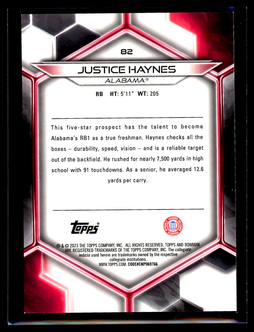 Justice Haynes Blue 092/153 2023 Bowmans Best Card # 82