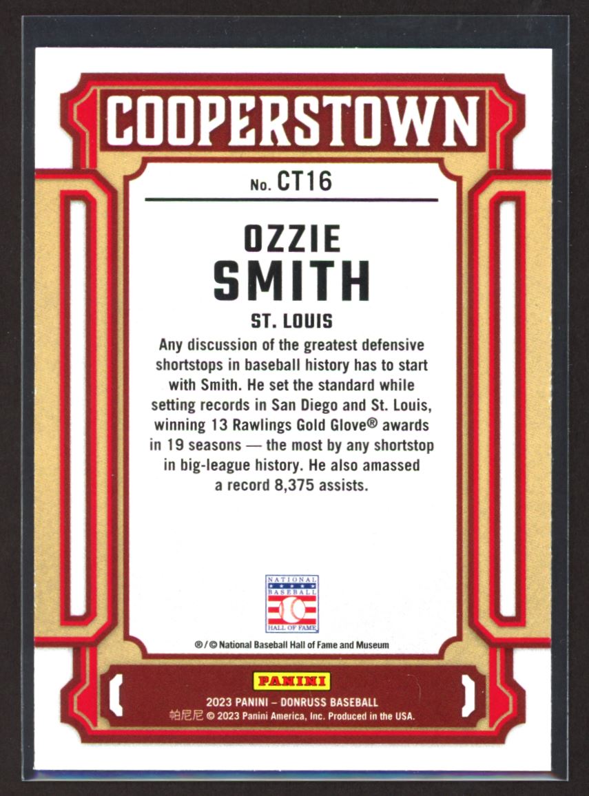 Ozzie Smith 2023 Donruss Cooperstown Pink Fireworks Card # CT16