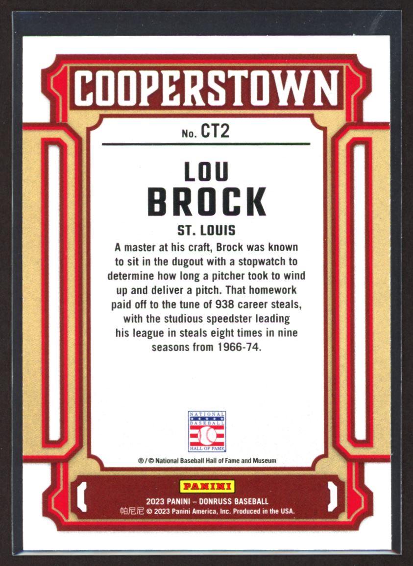 Lou Brock Cooperstown Pink Fireworks 2023 Donruss Cooperstown Pink Fireworks Card # CT2