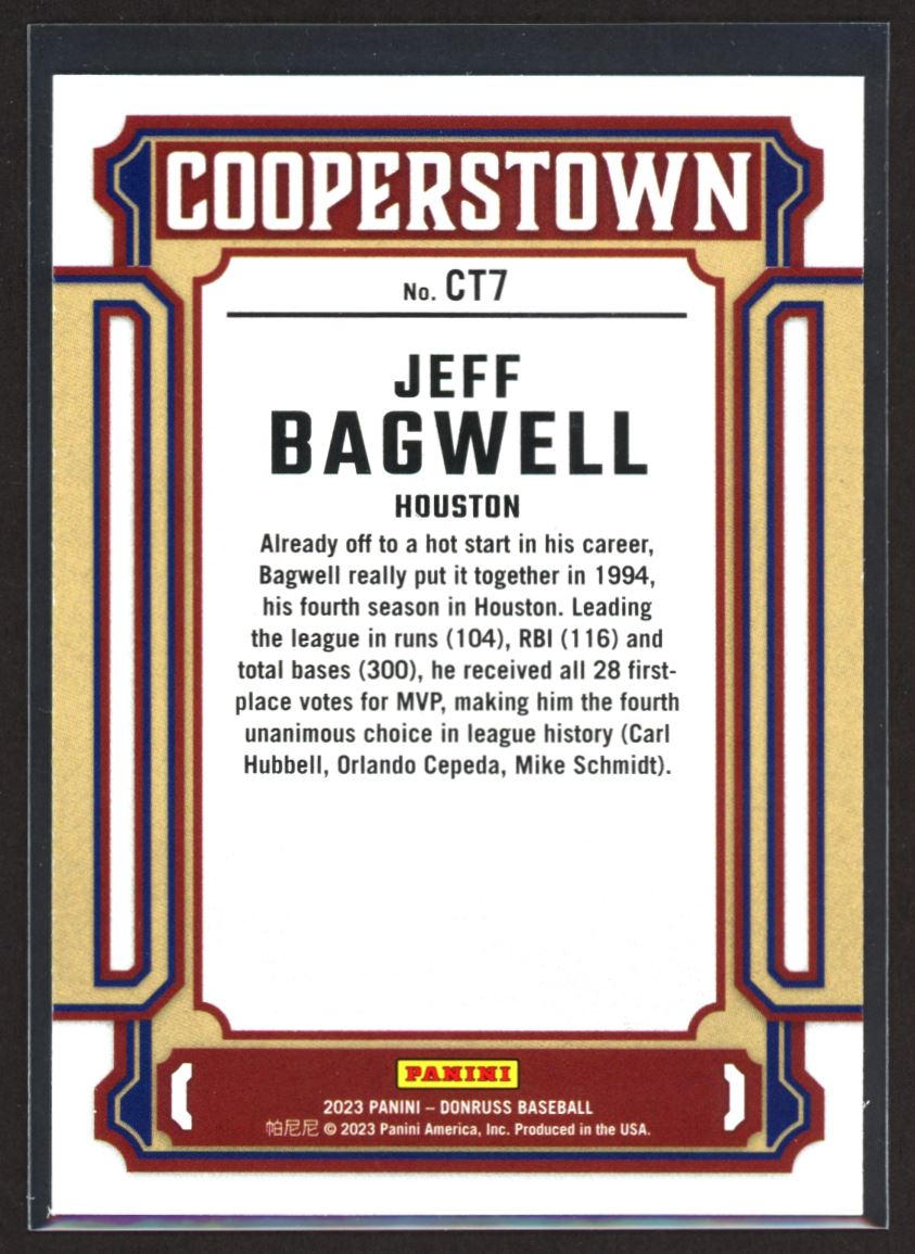 Jeff Bagwell Cooperstown Pink Fireworks 2023 Donruss Cooperstown Pink Fireworks Card # CT7