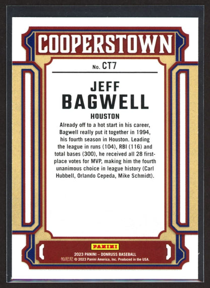 Jeff Bagwell Cooperstown Pink Fireworks 2023 Donruss Cooperstown Pink Fireworks Card # CT7