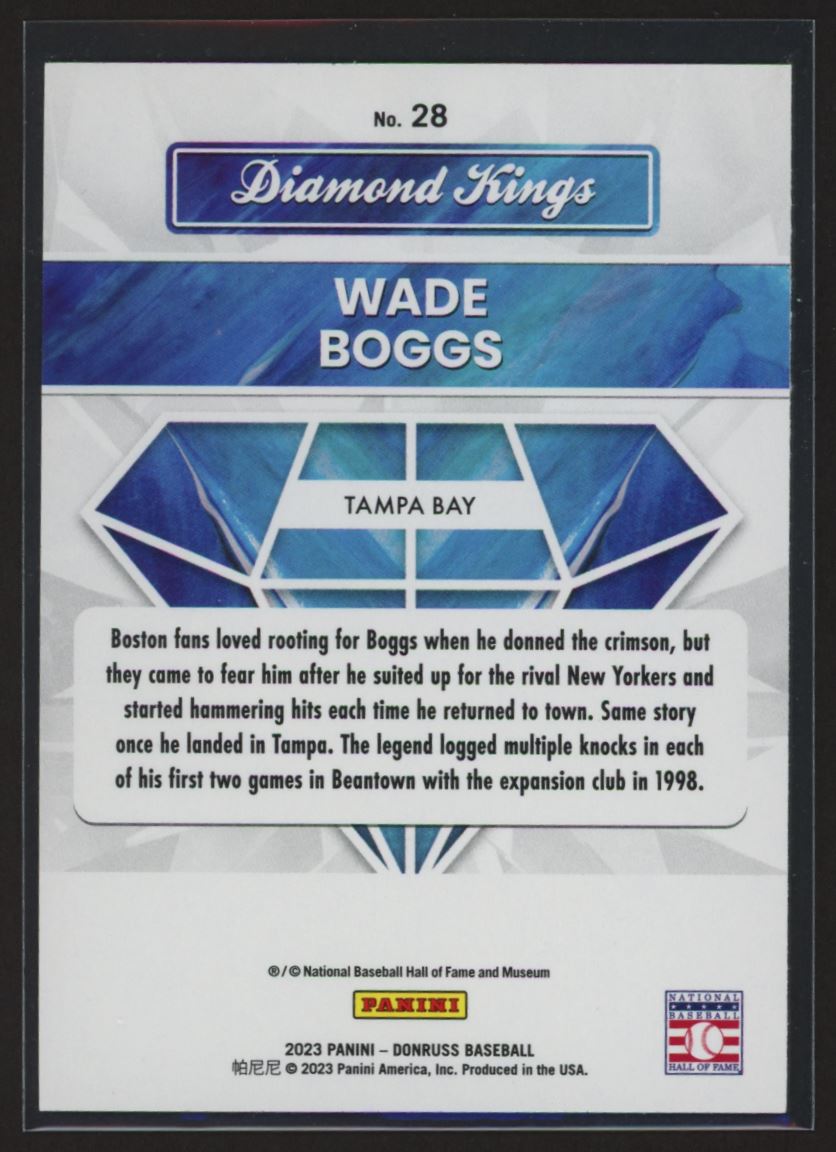 Wade Boggs 2023 Donruss Diamond Kings Card # 28 – Veteran Trading Cards