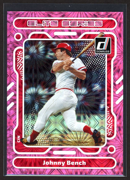 Johnny Bench Elite Series Pink Fireworks 2023 Donruss Elite Series Pink Fireworks Card # E1