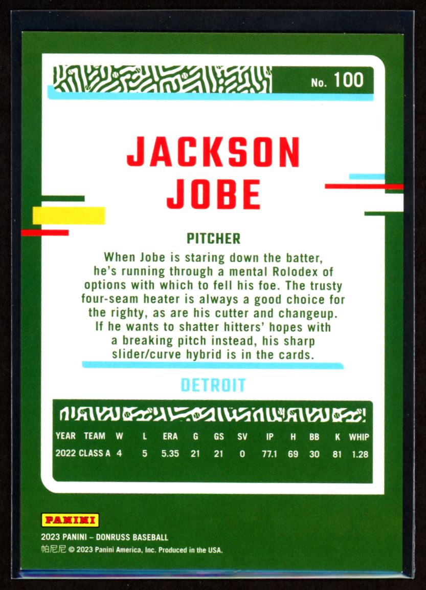 Jackson Jobe /2023 2023 Donruss Holo Red Card # 100