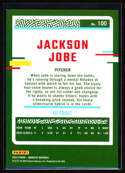 Jackson Jobe /2023 2023 Donruss Holo Red Card # 100