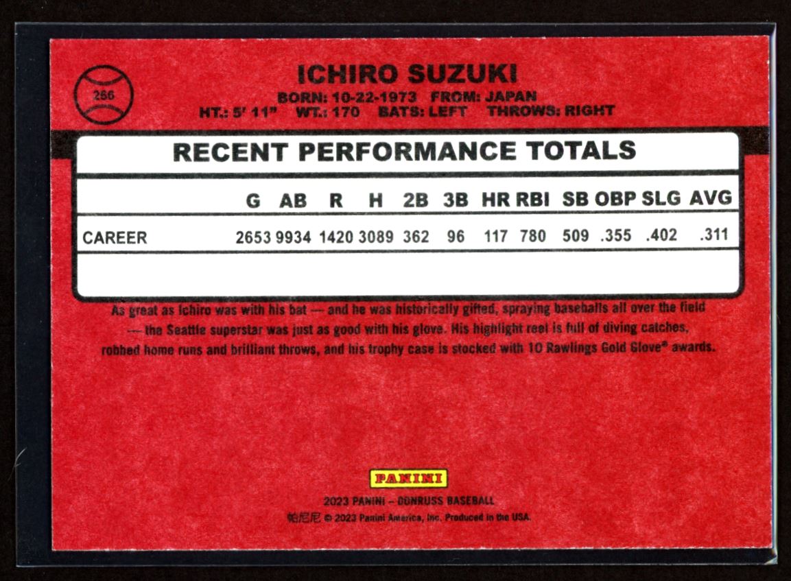 Ichiro Suzuki SP 2023 Donruss Independence Day Card # 256