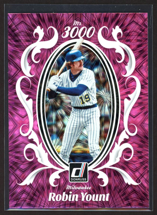 Robin Yount 2023 Donruss Mr 3000 Pink Fireworks Card # M3K-13