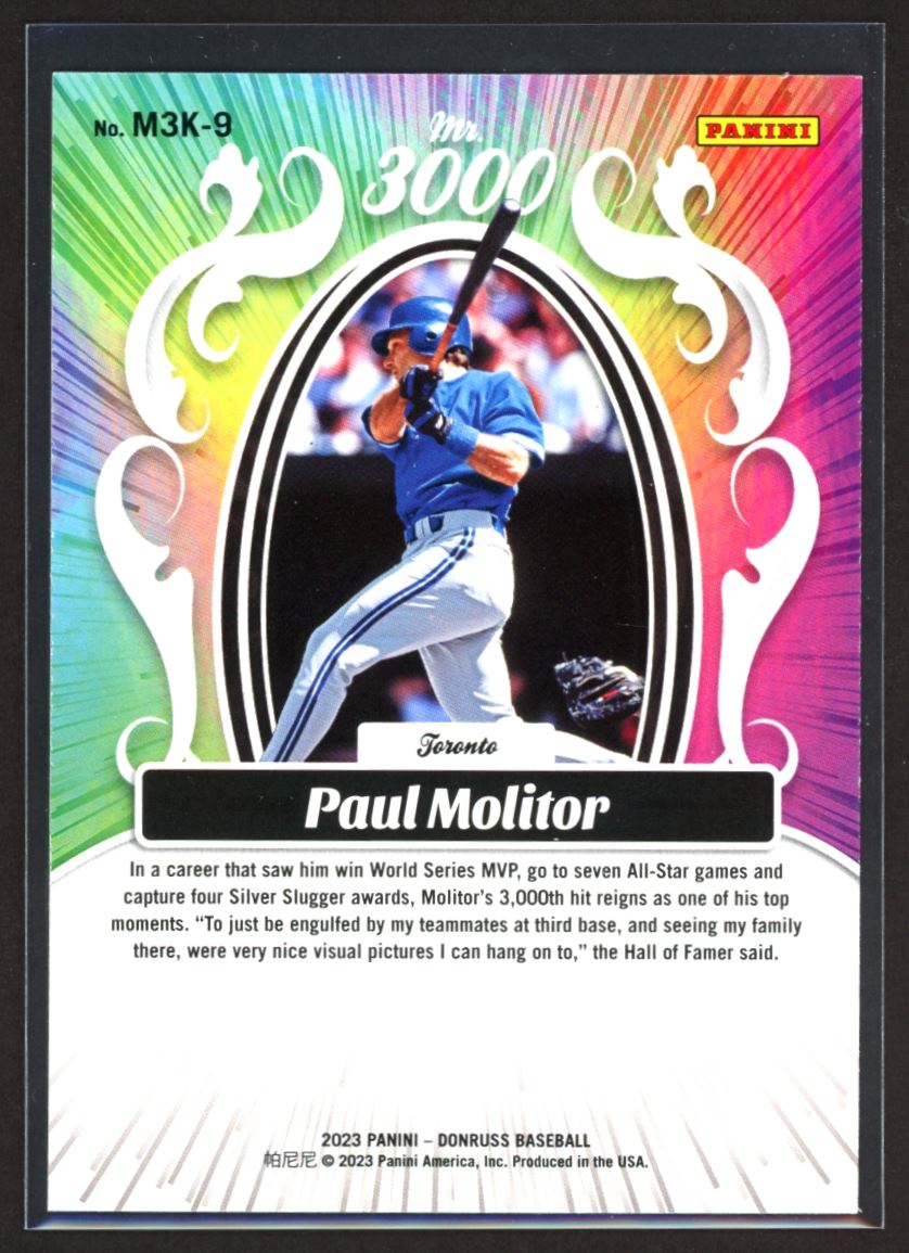 Paul Molitor 2023 Donruss Mr 3000 Pink Fireworks Card # M3K-9
