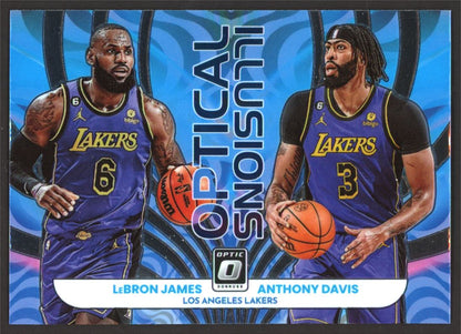 LeBron James/Anthony Davis (b) 2023 Donruss Optic Optical Illusions Card # 3