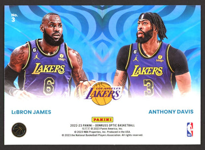 LeBron James/Anthony Davis (b) 2023 Donruss Optic Optical Illusions Card # 3