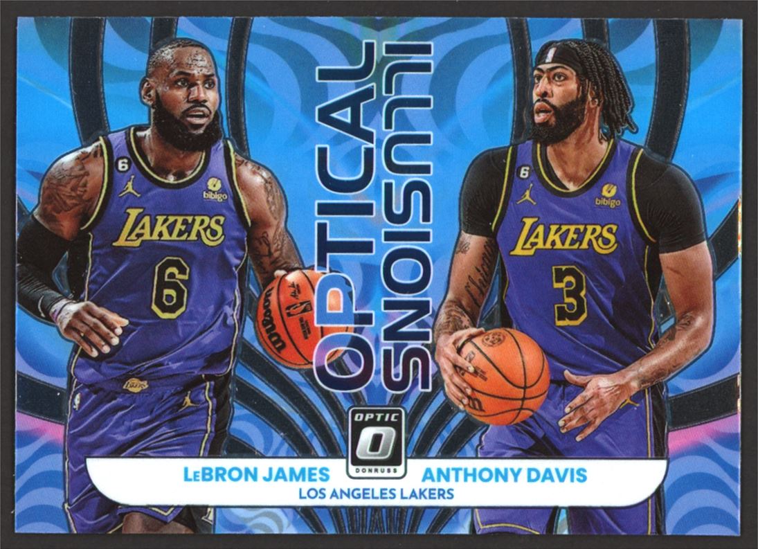 LeBron James/Anthony Davis 2023 Donruss Optic Optical Illusions Card # 3