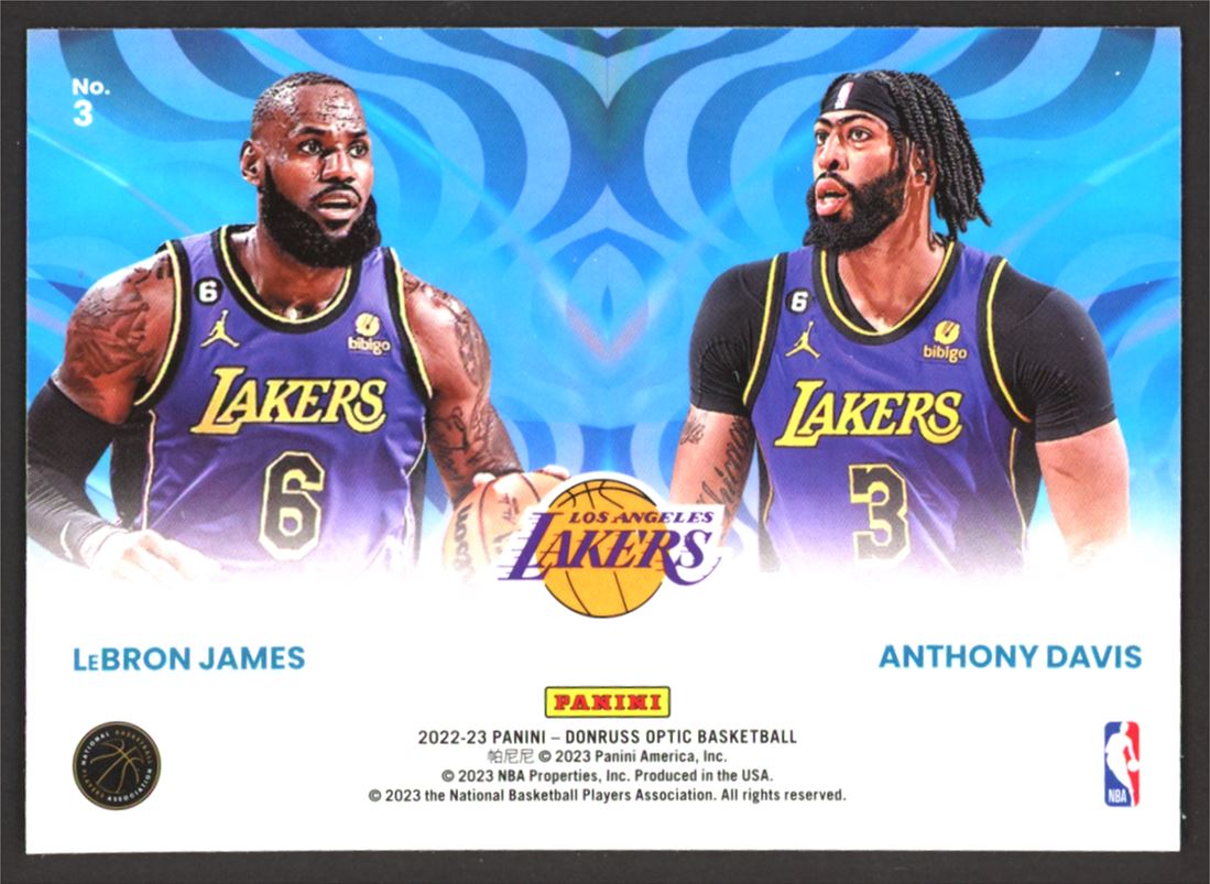 LeBron James/Anthony Davis 2023 Donruss Optic Optical Illusions Card # 3