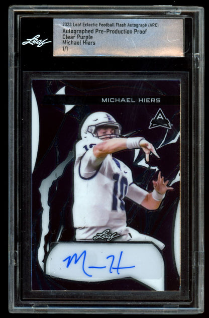Michael Hiers Flash Autograph Pre-Production Proof 45292 2023 Leaf Eclectic Football Card # MH