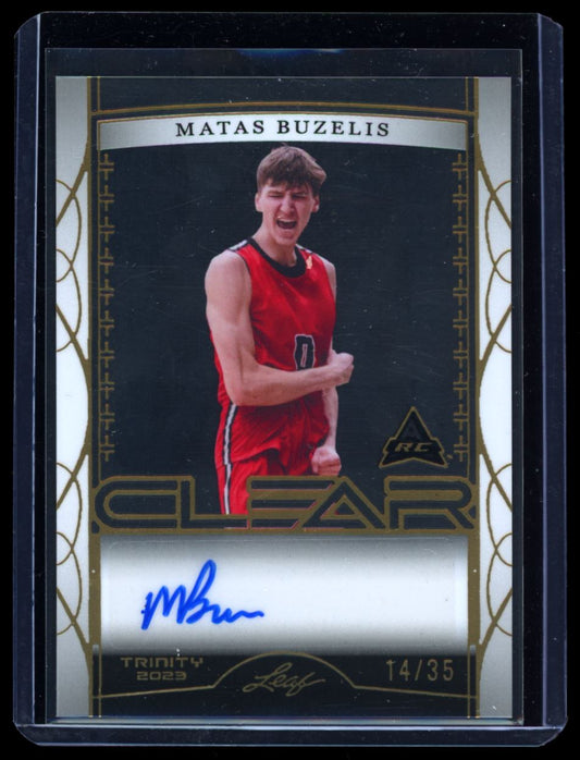 Matas Buzelis Clear 14/35 2023 Leaf Trinity Basketball Rookie Autograph Card # CA-MB1