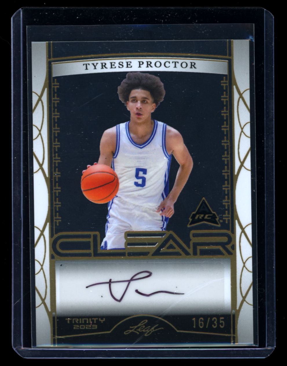 Tyrese Proctor Clear 16/35 2023 Leaf Trinity Basketball Rookie Autograph Card # CA-TP2