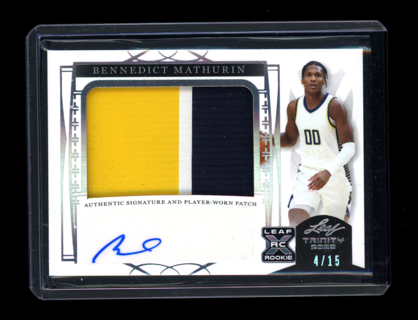 Bennedict Mathurin Player Worn RPA 4/15 2023 Leaf Trinity Basketball Rookie Autograph Card # PA-BM1