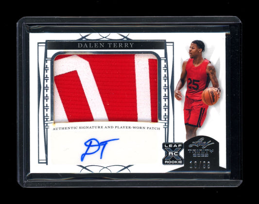 Dalen Terry Player Worn RPA 13/99 2023 Leaf Trinity Basketball Rookie Autograph Card # PA-DT1