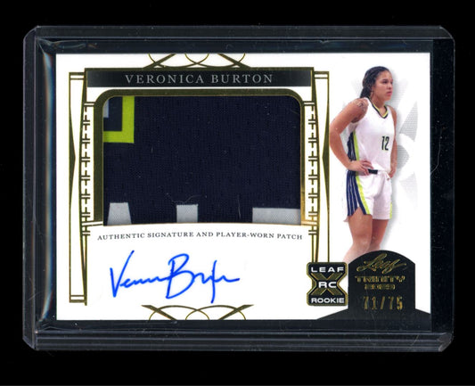 Veronica Burton Player Worn RPA 71/75 2023 Leaf Trinity Basketball Rookie Autograph Card # PA-VB1