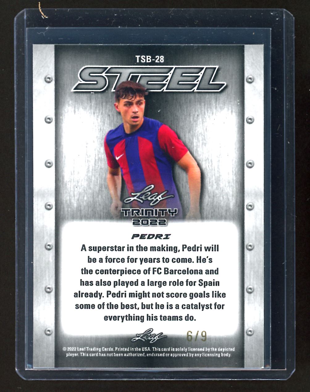 Pedri Steel 6/9 2023 Leaf Trinity Card # TSB-28